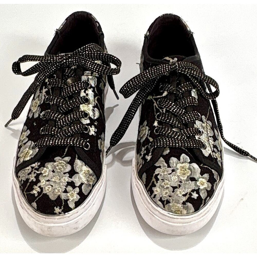 Guess Goodone5 Floral Shoes Size 9 Black Tennis Shoe Bloomcore Coquette Sneakers - Picture 2 of 11